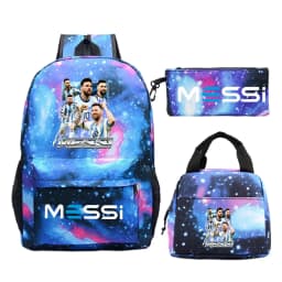 Funny Football Star Backpack For Student Girls 3Pc Schoolbag Lunch Bag Pencil Case 3Pcs/set Bagpack Outdoor Travel Knapsack
