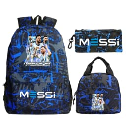 Funny Football Star Backpack For Student Girls 3Pc Schoolbag Lunch Bag Pencil Case 3Pcs/set Bagpack Outdoor Travel Knapsack