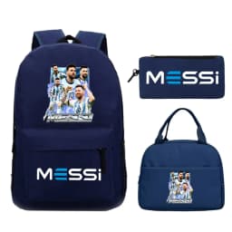 Funny Football Star Backpack For Student Girls 3Pc Schoolbag Lunch Bag Pencil Case 3Pcs/set Bagpack Outdoor Travel Knapsack