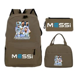 Funny Football Star Backpack For Student Girls 3Pc Schoolbag Lunch Bag Pencil Case 3Pcs/set Bagpack Outdoor Travel Knapsack