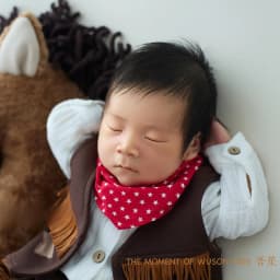 Newborn Photography Props for Baby Photoshoot Cute Posing Horse Doll with Cool Cowboy Outfit Set Backdrop Set for Studio Shoots