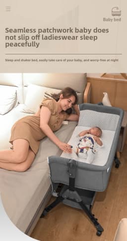 Baby Bed Baby Swing Bed Multi Functional Three-Speed Height Adjustment Patchwork Bed Is Not Restricted Infant Bed with Mosquito Net