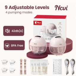 NCVI 2Pack Wearable Breast Pump Hands-Free 1500mAh Battery Quiet LED Display 4 Modes 9 Levels 300mmHg Suction Anti-Leakage 19-24mm Flanges for Nursing Moms