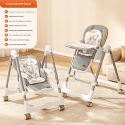 Lightweight Foldable Baby Dining Chair Home Portable Baby Dining Chair 2-in-1 Children's Rocking Chair Adjustable Height