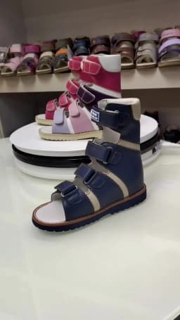 Ortoluckland Children High Top Sandals Boys Leather Orthopedic Shoes For Kids Clubfoot Ankle Support Flat Feet Footwear