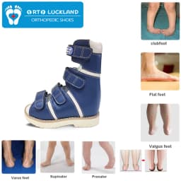 Ortoluckland Children High Top Sandals Boys Leather Orthopedic Shoes For Kids Clubfoot Ankle Support Flat Feet Footwear