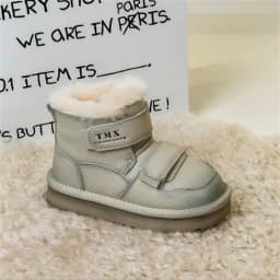 2025 Winter Children Snow Boots Genuine Leather Double Hook&Loop Warm Flush Kids Shoes Non-slip Fashion Girls Boys Boots