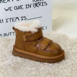 2025 Winter Children Snow Boots Genuine Leather Double Hook&Loop Warm Flush Kids Shoes Non-slip Fashion Girls Boys Boots