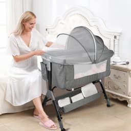 Baby Cot, 3 In 1 Baby Bed 4 Way Height Adjustment And Tilt Adjustment With Brake Bassinet Baby Portable Cot For Home And Travel