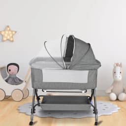Baby Cot, 3 In 1 Baby Bed 4 Way Height Adjustment And Tilt Adjustment With Brake Bassinet Baby Portable Cot For Home And Travel