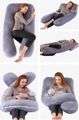 Pregnancy Pillow U Shaped Maternity Pillow with Removable Velvet Cover Full Body Pillow Support for Back HIPS Legs Belly