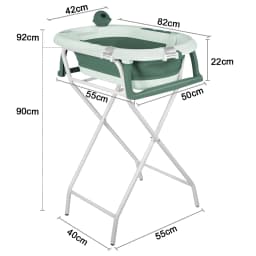Baby Bathtub with Stand, Foldable Bathtub with Non-Slip Stand, Bath Mat and Bathtub Insert for Newborns and Toddlers
