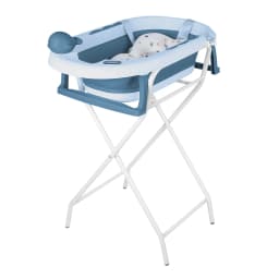 Baby Bathtub with Stand, Foldable Bathtub with Non-Slip Stand, Bath Mat and Bathtub Insert for Newborns and Toddlers