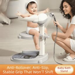 Non-Slip Baby Bath Stand Anti-Tip Free-Standing Baby Standing Shower Stand Safe Multifunctional Infant Bath Support