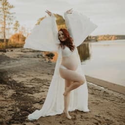 Maternity Gown For Photo Shoot Elegant Cotton Thread Embroidered Soft Mesh Outer Robe Grossese Shooting Photo Baby Shower Dress
