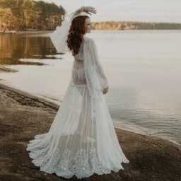 Maternity Gown For Photo Shoot Elegant Cotton Thread Embroidered Soft Mesh Outer Robe Grossese Shooting Photo Baby Shower Dress