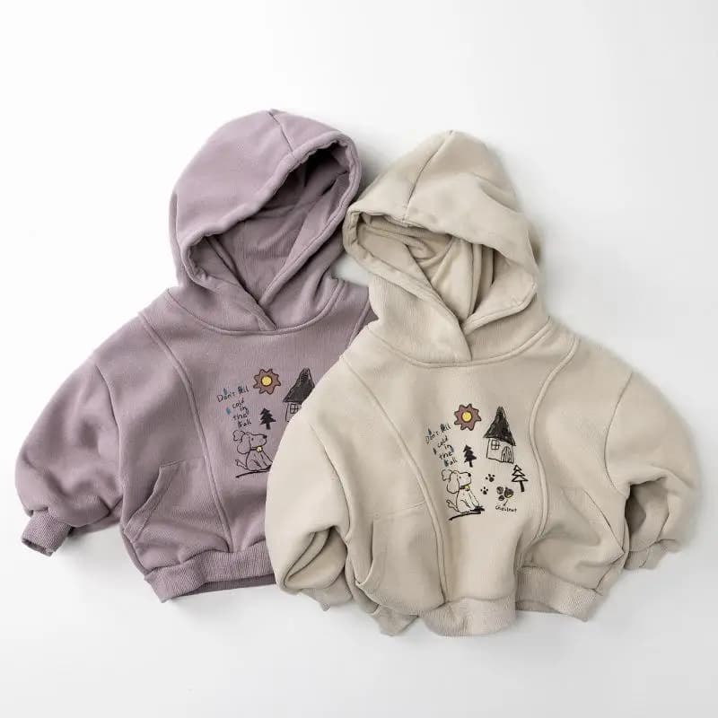 2025 Winter New Children Plus Velvet Thick Hoodie Vintage Kids Fleece Tops Boys Girls Warm Hooded Sweatshirt Baby Clothes