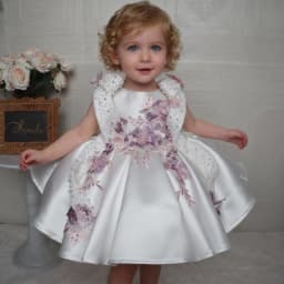 White Children's Princess Flower Dress Embroidered Girls' One-Year Birthday Sleeveless Tutu Dress High-end Dress for Show
