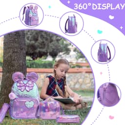 Backpack for Girls 16" Backpacks for Girls for School Sequin Backpack with Lunch Box for Elementary Students