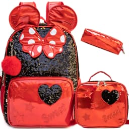 Backpack for Girls 16" Backpacks for Girls for School Sequin Backpack with Lunch Box for Elementary Students