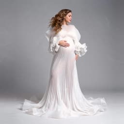 2026 Pleated Maternity Photoshoot Dress Organza Pregnancy Shooting Dress for Pregnant Women for Photo Shoot Photography Dresses