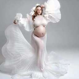 2026 Pleated Maternity Photoshoot Dress Organza Pregnancy Shooting Dress for Pregnant Women for Photo Shoot Photography Dresses
