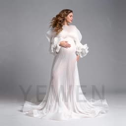 2026 Pleated Maternity Photoshoot Dress Organza Pregnancy Shooting Dress for Pregnant Women for Photo Shoot Photography Dresses