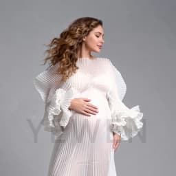 2026 Pleated Maternity Photoshoot Dress Organza Pregnancy Shooting Dress for Pregnant Women for Photo Shoot Photography Dresses