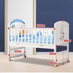 Wood Baby Crib With Mosquito Net And Diaper Table Convert To Kids Bed, Bedding Set, Baby Cot, Bed, Rocker Mattress