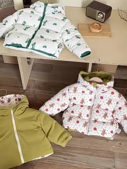 New Double-sided Down Cotton Jacket with Hooded Jacket for Children's Thickened Plush Children's Short Jacket