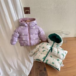 New Double-sided Down Cotton Jacket with Hooded Jacket for Children's Thickened Plush Children's Short Jacket