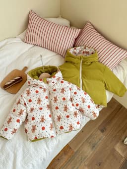 New Double-sided Down Cotton Jacket with Hooded Jacket for Children's Thickened Plush Children's Short Jacket