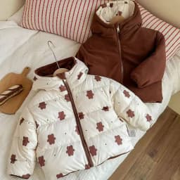 New Double-sided Down Cotton Jacket with Hooded Jacket for Children's Thickened Plush Children's Short Jacket