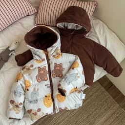 New Double-sided Down Cotton Jacket with Hooded Jacket for Children's Thickened Plush Children's Short Jacket