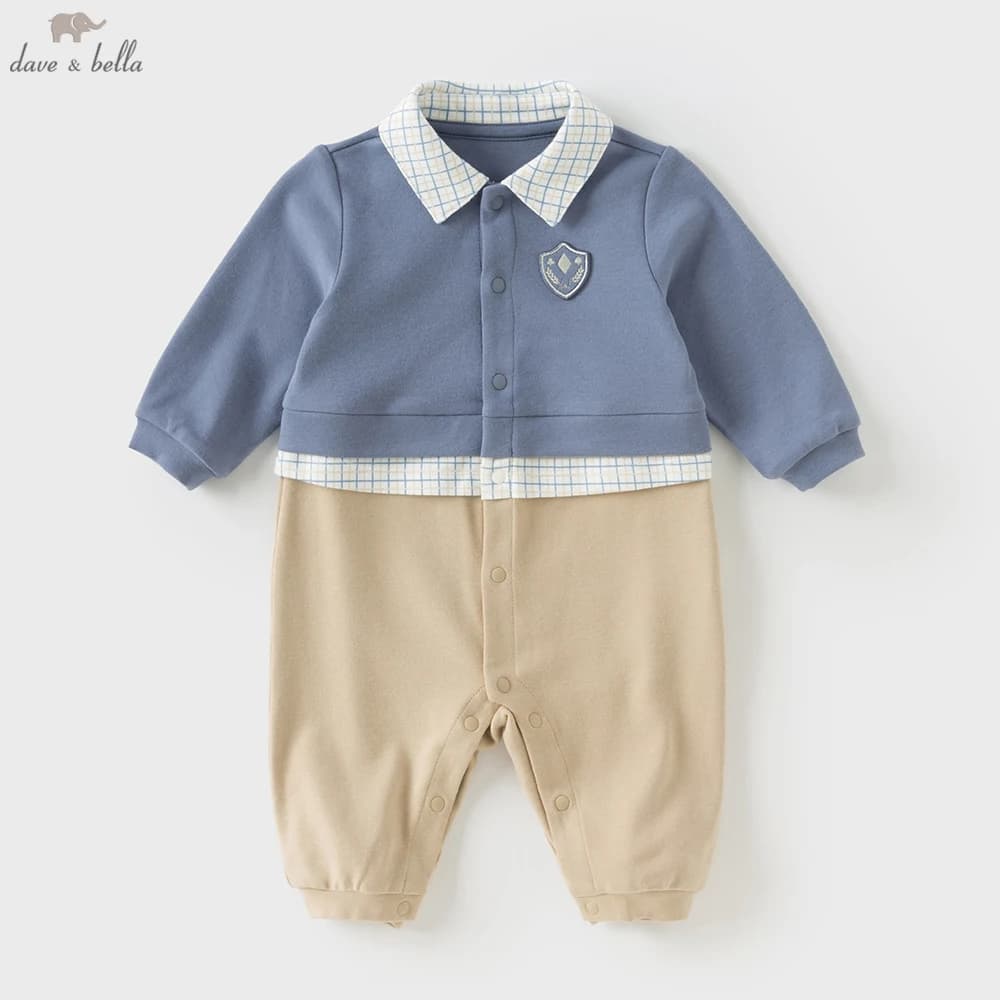 Dave Bella Baby Jumpsuit Boys Autumn Spring Romper Gentle Long Sleeve Cotton 3-24 Monthes Newborn Creeper DB3252999