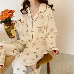 Pure Cotton Gauze Maternity Breastfeeding Nursing Clothing Spring Summer New Thin Breathable Floral Pajamas Suit