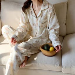 Pure Cotton Gauze Maternity Breastfeeding Nursing Clothing Spring Summer New Thin Breathable Floral Pajamas Suit