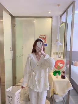 Pure Cotton Gauze Maternity Breastfeeding Nursing Clothing Spring Summer New Thin Breathable Floral Pajamas Suit
