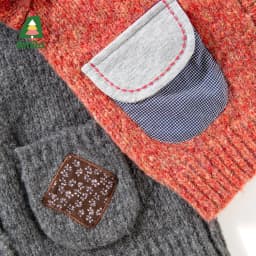 Amila 2026 Winter Children's Burgundy Cardigan Sweater, Contrasting Color Patchwork Pocket, Warm Knit, Playful And Fashionable