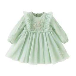 Dave Bella Baby Girl Dress Children Princess Dresses Spring Autumn Kids Clothes Green Charm Mesh Elegant Outdoor Party DB1260177