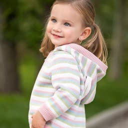 Dave Bella Girls Autumn Winter Hooded Cardigan Sweater for Children Stripe Long Sleeve Knitted Sweater Kids Outwear DB3236100
