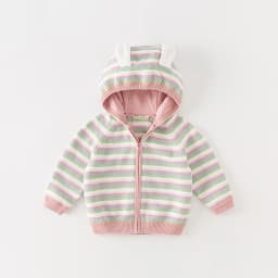 Dave Bella Girls Autumn Winter Hooded Cardigan Sweater for Children Stripe Long Sleeve Knitted Sweater Kids Outwear DB3236100