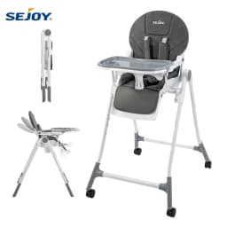 Sejoy Baby High Chair with 5-Point Harness 3-Position Tray & Wheels CE/CPC Certified Children's Dining Chair Adjustable