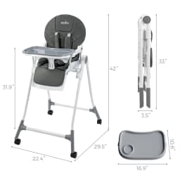 Sejoy Baby High Chair with 5-Point Harness 3-Position Tray & Wheels CE/CPC Certified Children's Dining Chair Adjustable