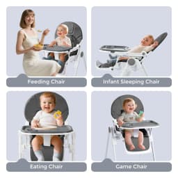 Sejoy Baby High Chair with 5-Point Harness 3-Position Tray & Wheels CE/CPC Certified Children's Dining Chair Adjustable
