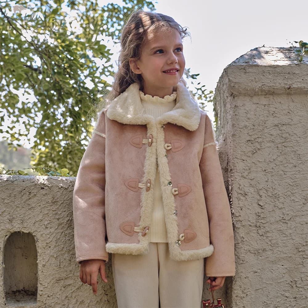Dave Bella Girls Velvet Jacket Autumn Winter Children Thick Warm Overcoat Long Sleeves Fashion Outerwear Kids Clothing DK4253958