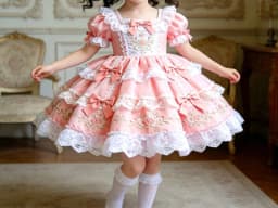 Sweet Baby Girls 2026 Summer New Pink Lolita Dress Kids Lace Trim Bow Heavy Embroidery Puffy Sleeve High End Birthday Party Gown