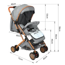 Baby Stroller, Trolley With Mosquito Net, Up To 20 Kg, With Storage Basket, 4 Wheels, Foldable Stroller, Portable Pet Stroller