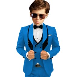 Sky Blue Elegant Shawl Lapel Tuxedo 3 Pieces Formal Banquet Outfit High Quality Children's Stylish Suit Set Party Wear 2-20T