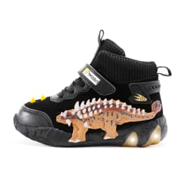 Children's Dinosaur Flash Shoes Autumn Winter for Boys New Genuine Leather Little Kids LED Light Up Casual Glowing Sneakers